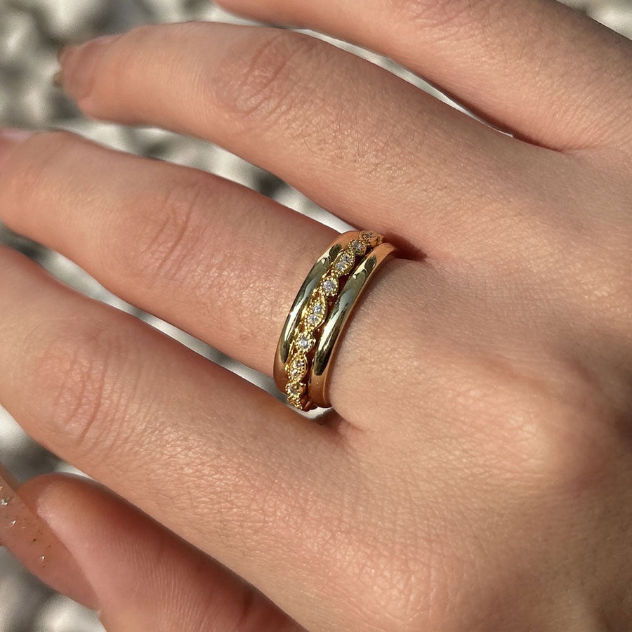 Simple 3PCS Yellow Gold Tone Wedding Band In Sterling Silver shineofdiamond