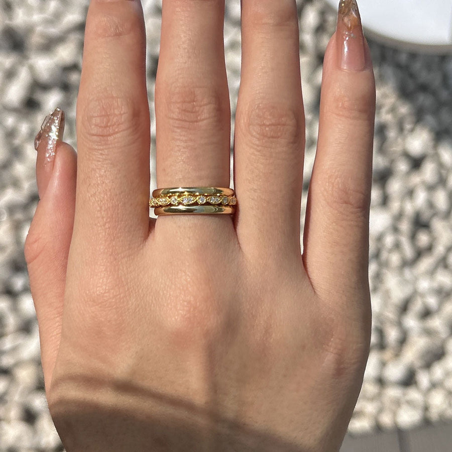 Simple 3PCS Yellow Gold Tone Wedding Band In Sterling Silver shineofdiamond