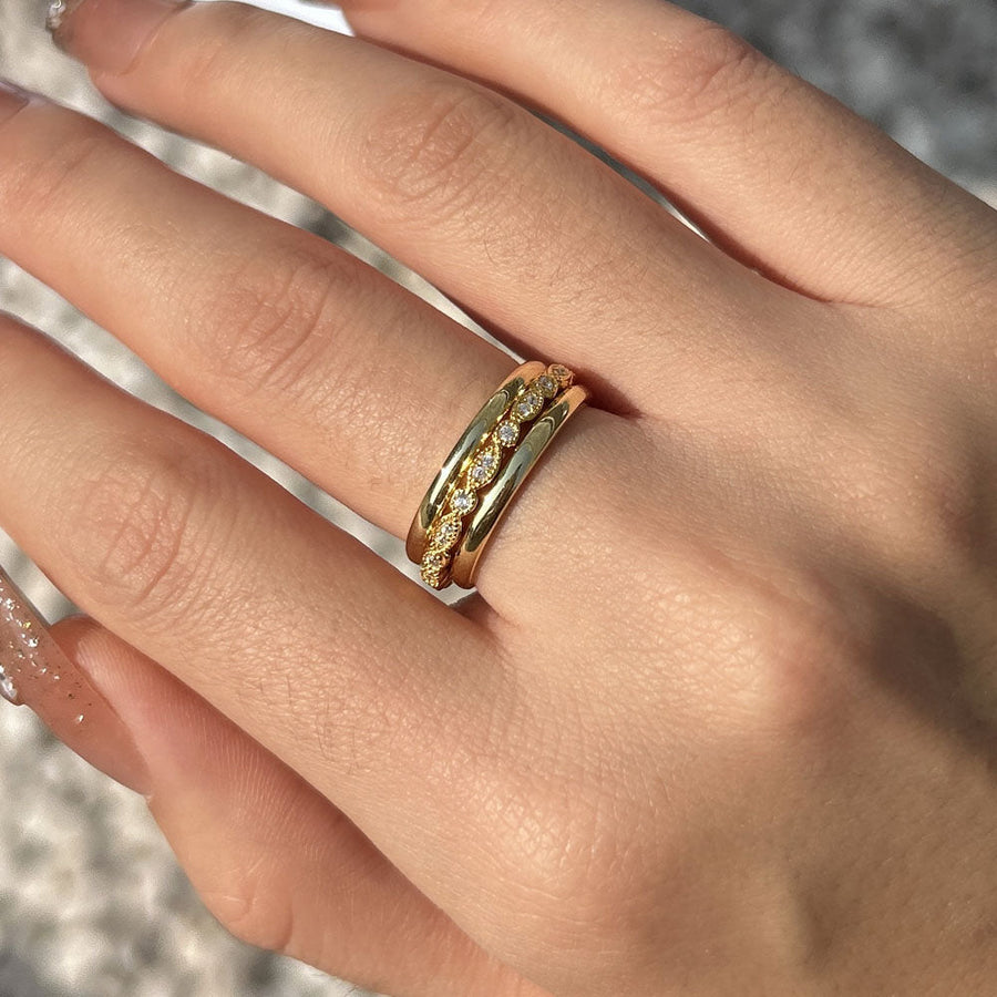 Simple 3PCS Yellow Gold Tone Wedding Band In Sterling Silver shineofdiamond