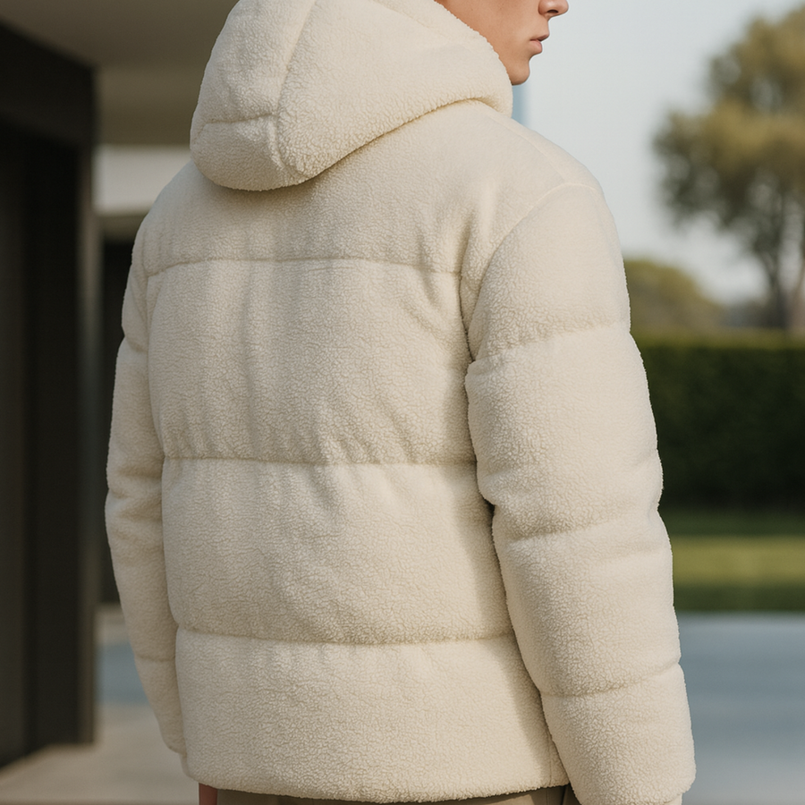 Kareem - Doudoune Sherpa Hooded Jacket Light Beige CAAYWORLD MEN