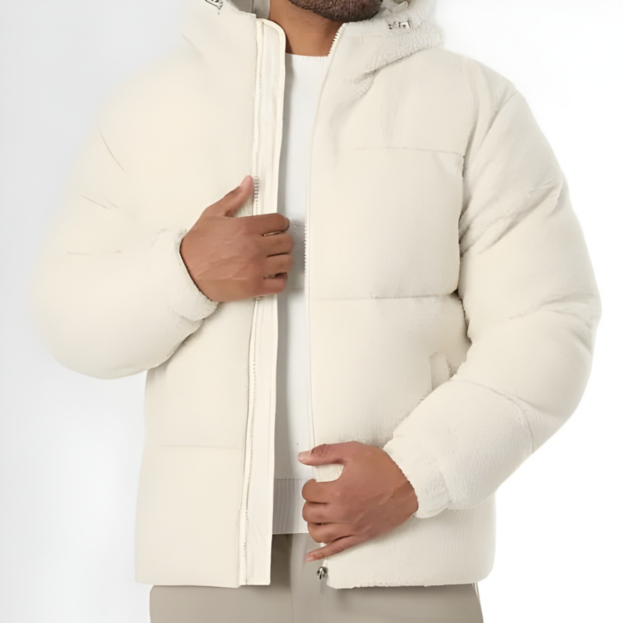 Kareem - Doudoune Sherpa Hooded Jacket Light Beige CAAYWORLD MEN