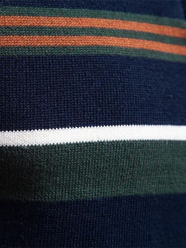 Knit Striped Quarter-Zip Jumper Sweater - CAAYWORLD CAAYWORLD