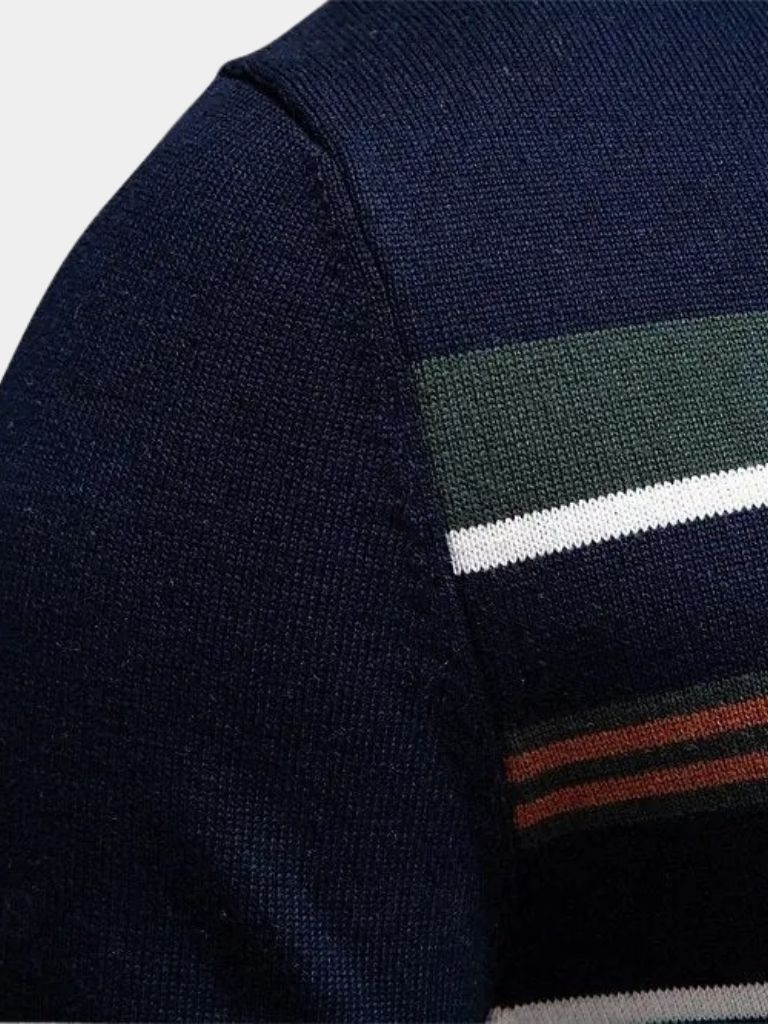 Knit Striped Quarter-Zip Jumper Sweater - CAAYWORLD CAAYWORLD
