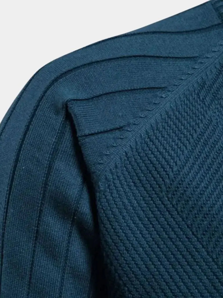Knit Zipper Jacquard Solid Color Cardigan Sweater - CAAYWORLD CAAYWORLD