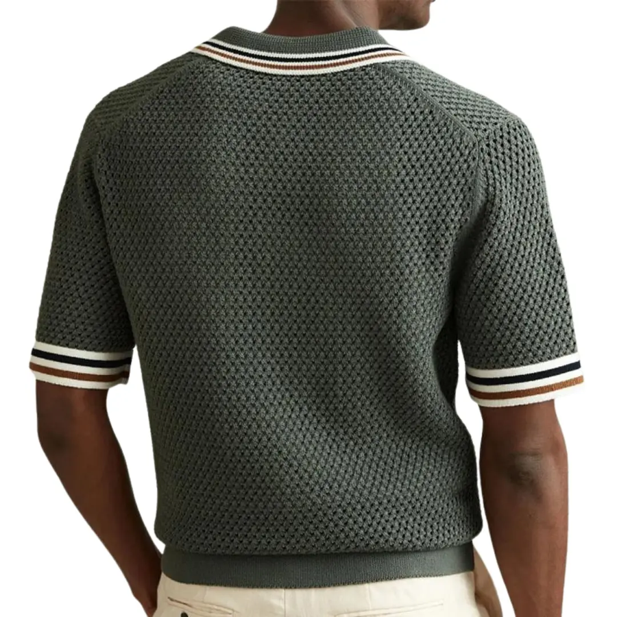Knitted Mesh Button-Front - Shirt CAAYWORLD