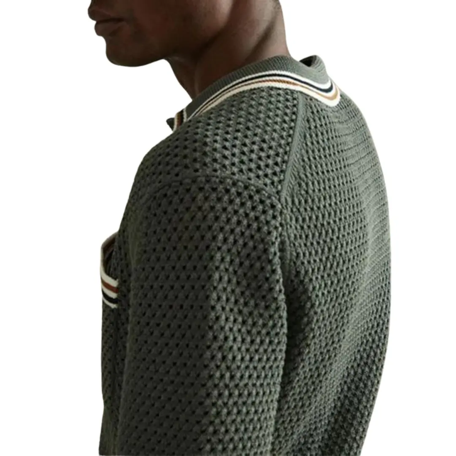 Knitted Mesh Button-Front - Shirt CAAYWORLD