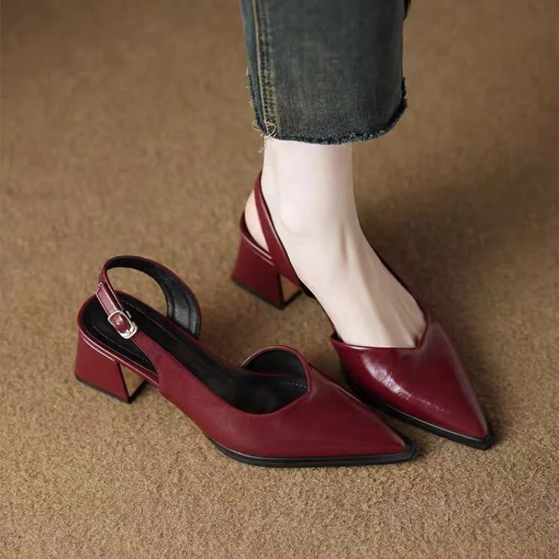 Leather Pointed Stiletto - Heels CAAYWORLD WOMEN