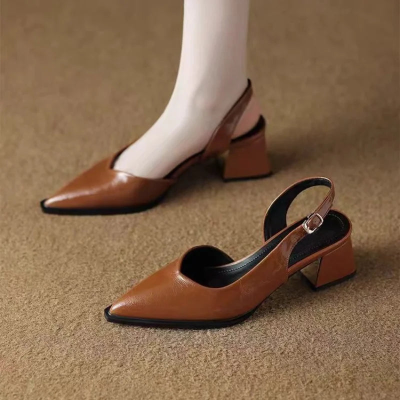 Leather Pointed Stiletto - Heels CAAYWORLD WOMEN