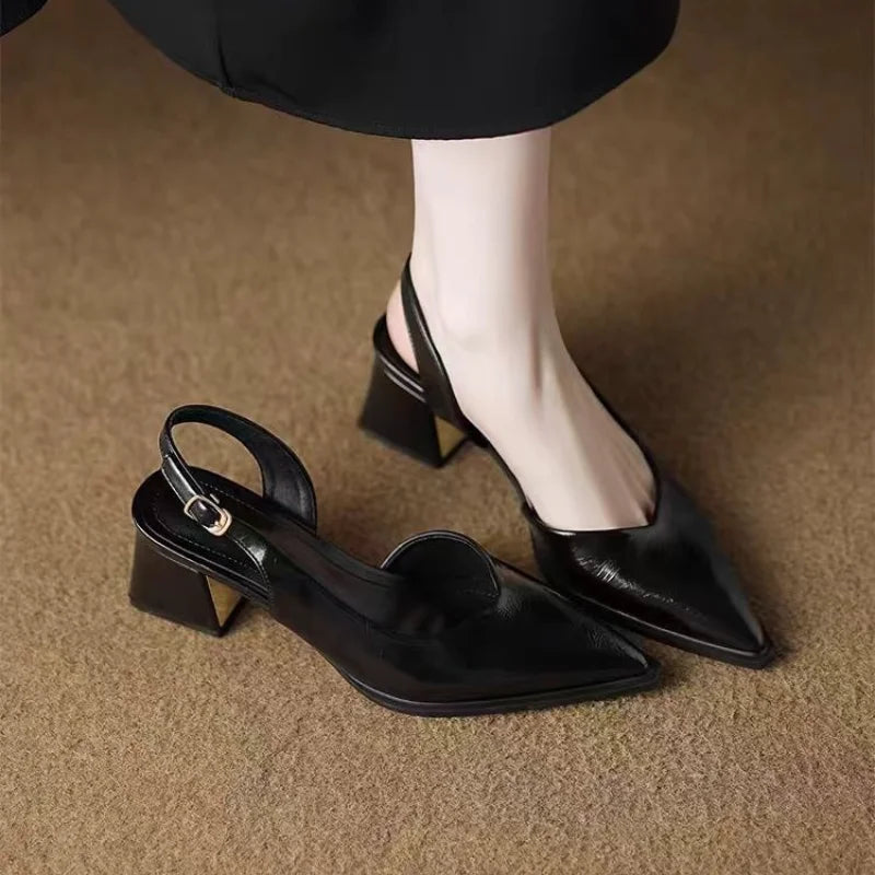 Leather Pointed Stiletto - Heels CAAYWORLD WOMEN