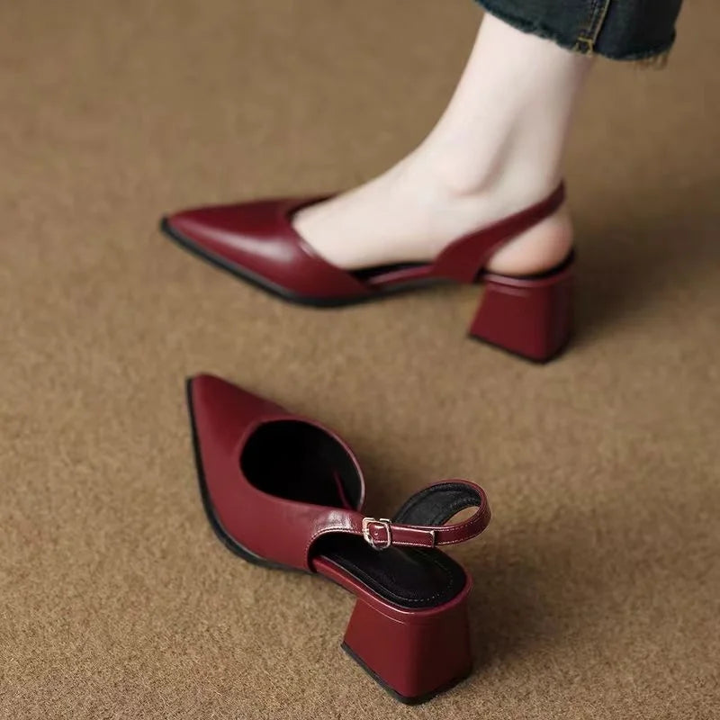Leather Pointed Stiletto - Heels CAAYWORLD WOMEN