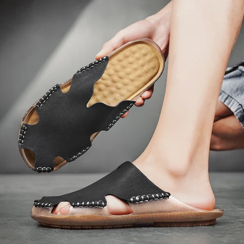 Leather Slip-On - Slides CAAYWORLD MEN