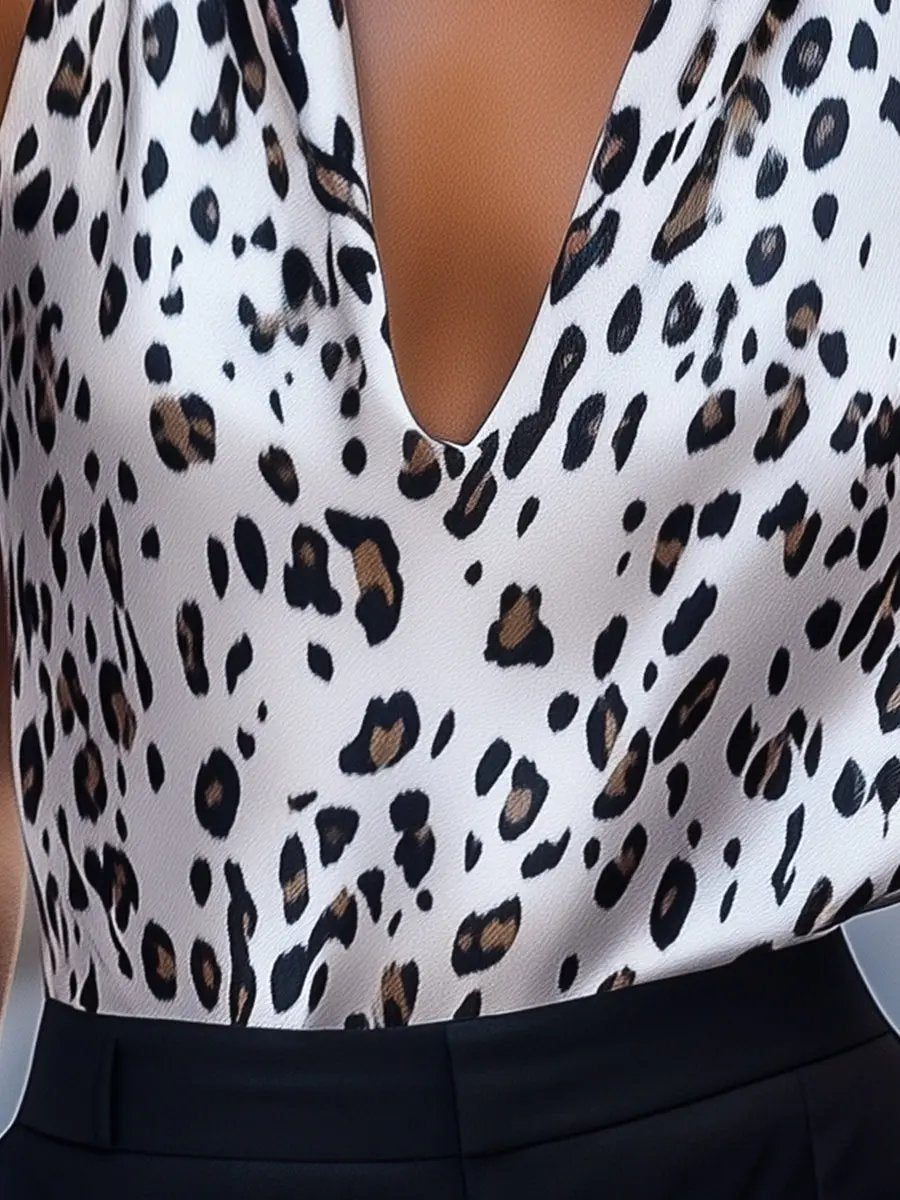 Leopard Print Tie-Back Adjustable - Halter Top CAAYWORLD