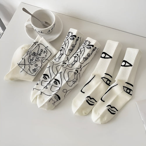 Line Art Cotton Crew - Socks CAAYWORLD
