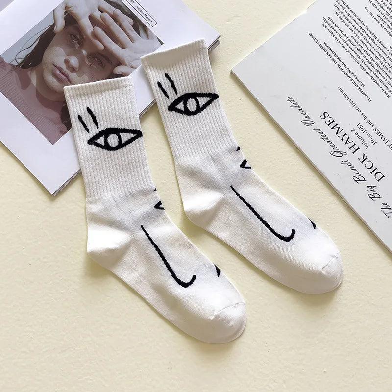 Line Art Cotton Crew - Socks CAAYWORLD