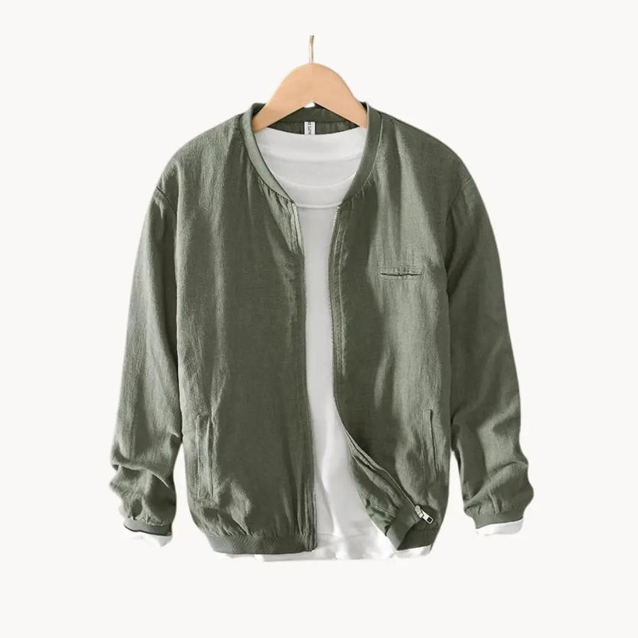 Linen-Blend Bomber - Bomber Jacket CAAYWORLD