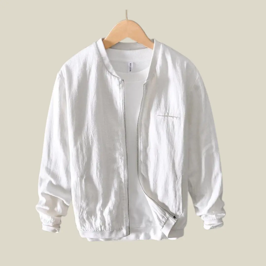 Linen-Blend Bomber - Bomber Jacket CAAYWORLD