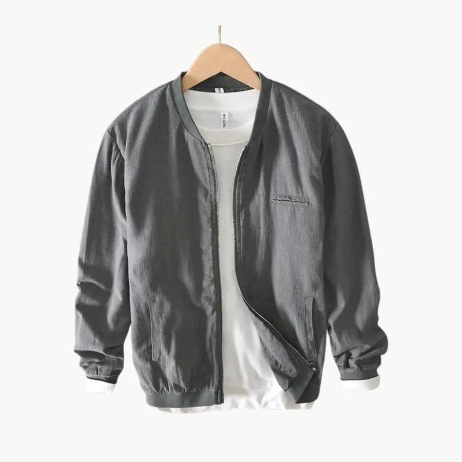 Linen-Blend Bomber - Bomber Jacket CAAYWORLD