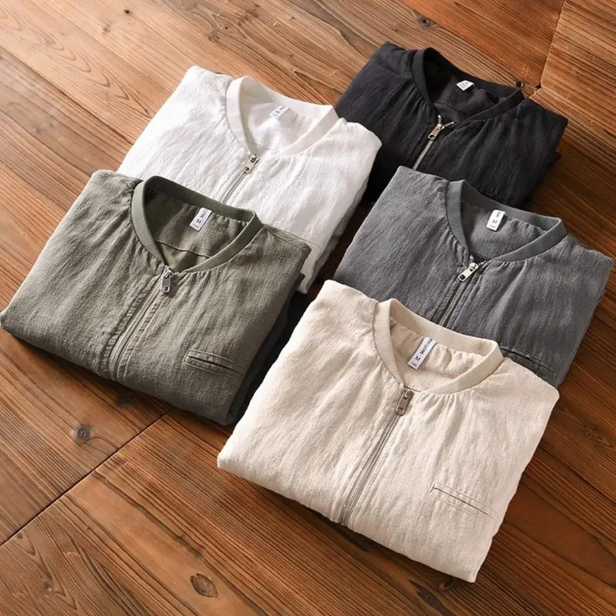 Linen-Blend Bomber - Bomber Jacket CAAYWORLD