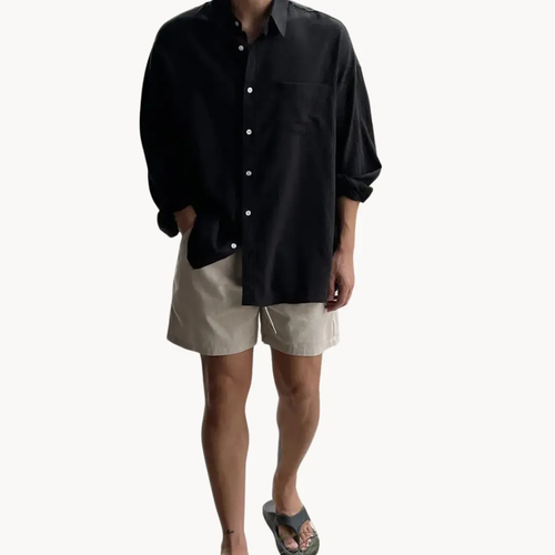 Linen-Blend Button-Up - Shirt CAAYWORLD