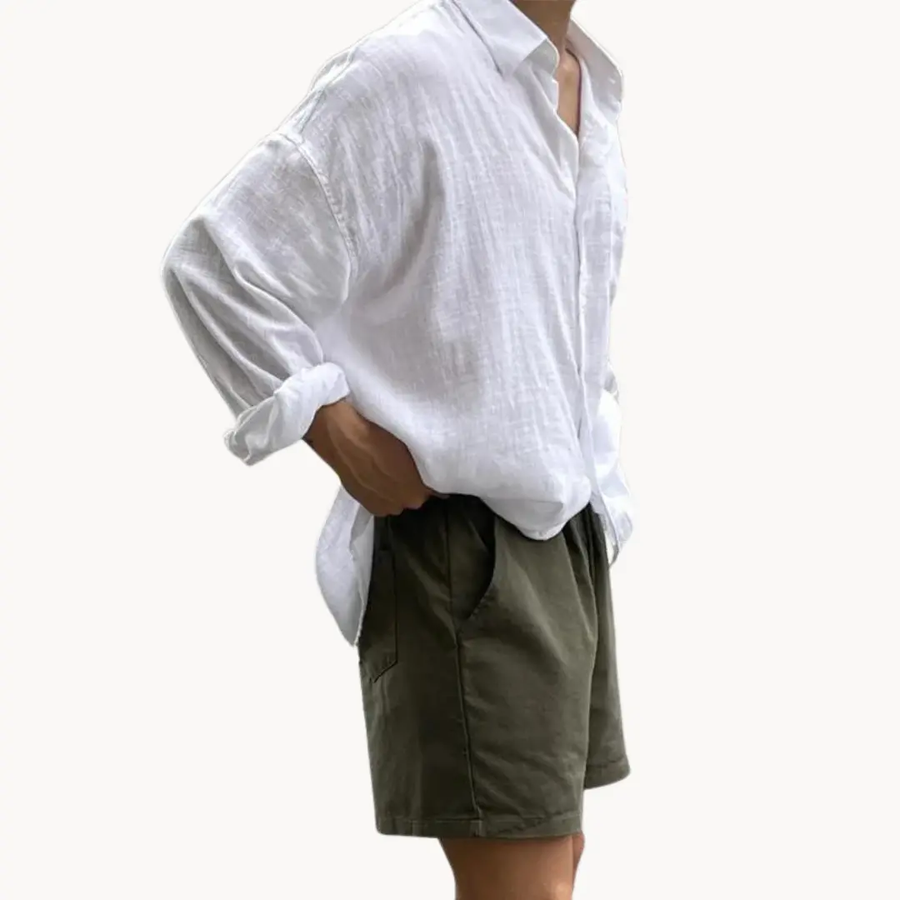 Linen-Blend Button-Up - Shirt CAAYWORLD