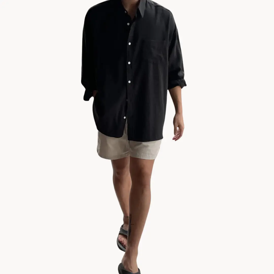 Linen-Blend Button-Up - Shirt CAAYWORLD