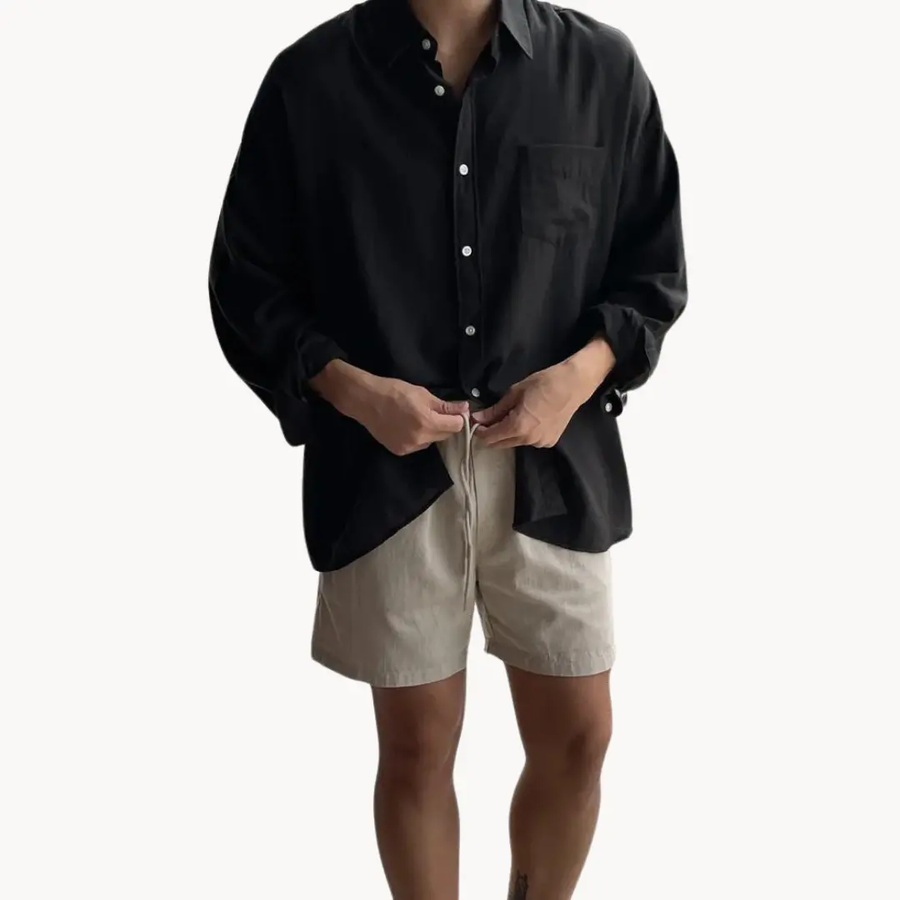 Linen-Blend Button-Up - Shirt CAAYWORLD