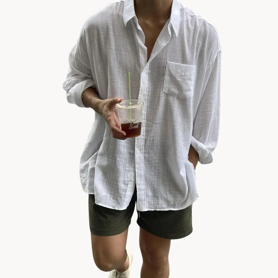 Linen-Blend Button-Up - Shirt CAAYWORLD
