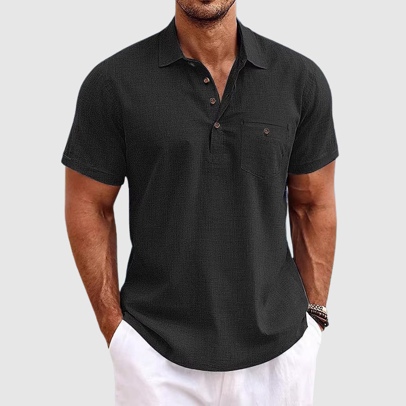 Linen Short Sleeve Polo - T-Shirt CAAYWORLD MEN