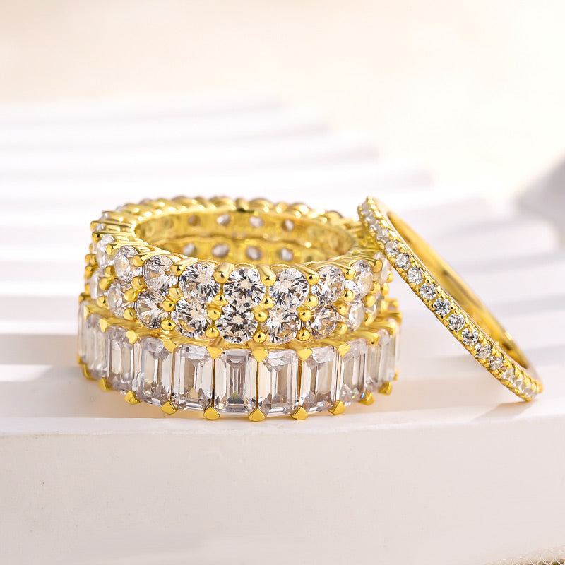 Luxury 4pcs Stackable Wedding Band Set In Sterling Silver Shineofdiamond