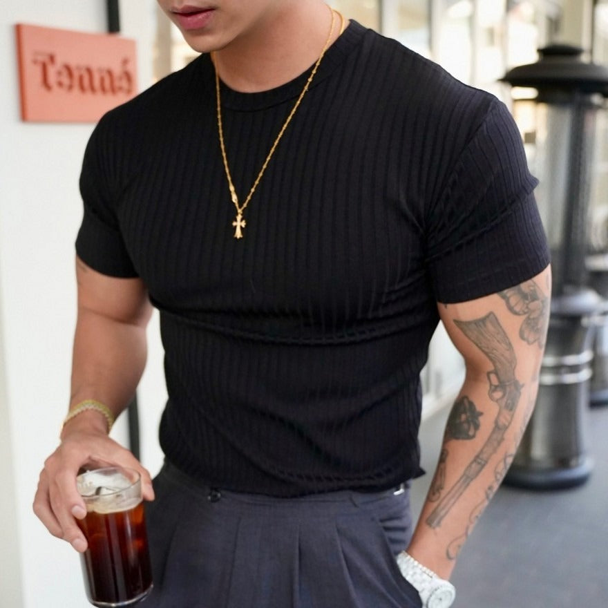 Massimo Ribbed Crew Neck - T-Shirt CAAYWORLD MEN