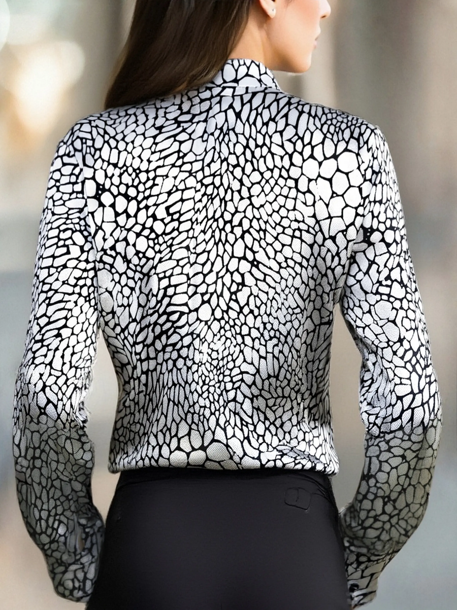 Modern Satin Printed Snake Pattern - Blouse CAAYWORLD