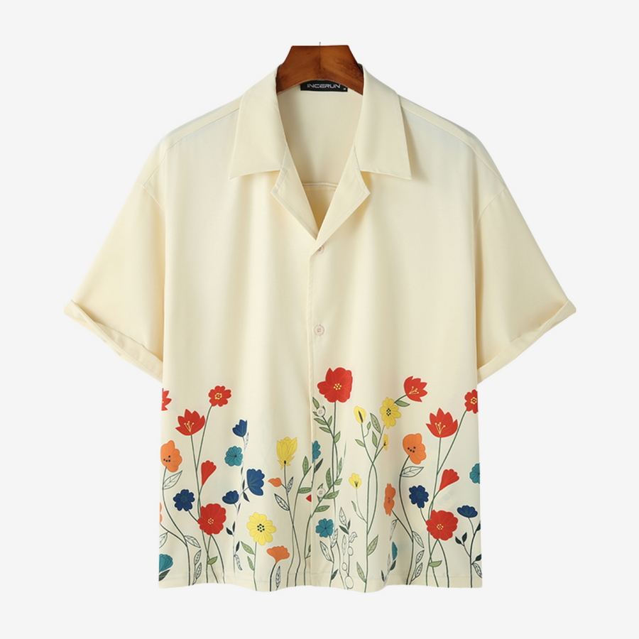 Navy Floral Print Button-Down - Shirt CAAYWORLD MEN