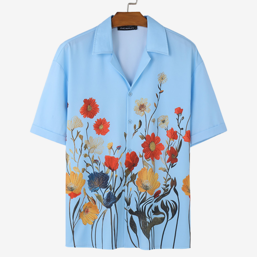 Navy Floral Print Button-Down - Shirt CAAYWORLD MEN