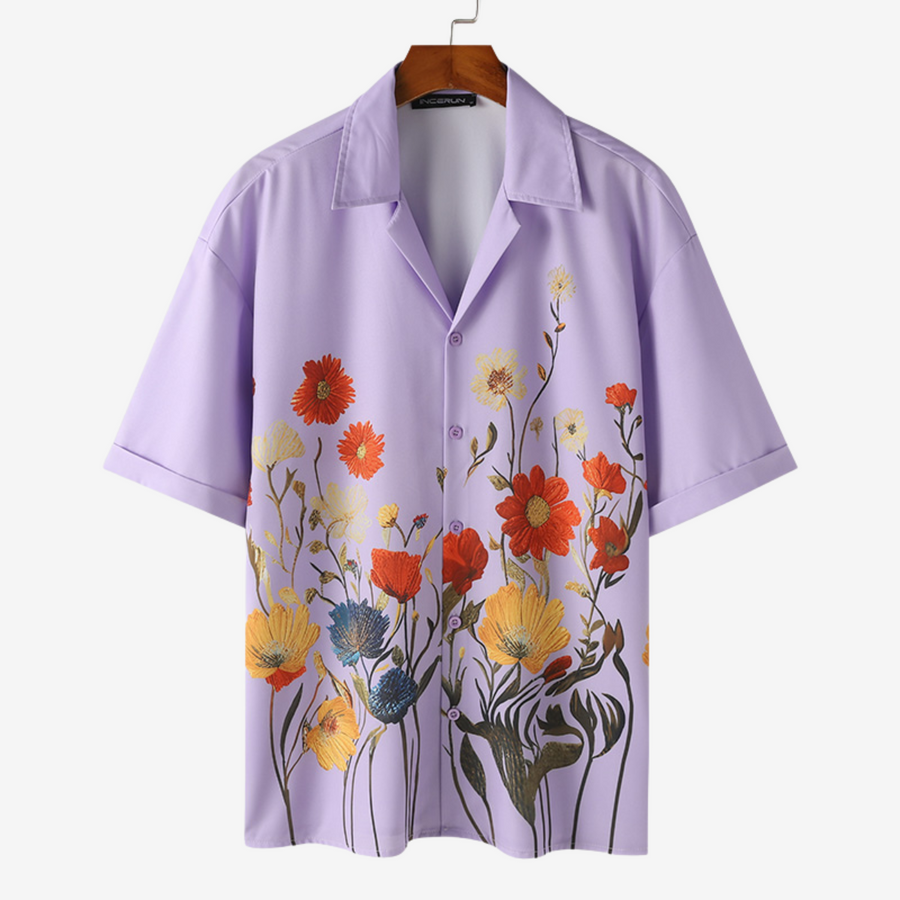 Navy Floral Print Button-Down - Shirt CAAYWORLD MEN