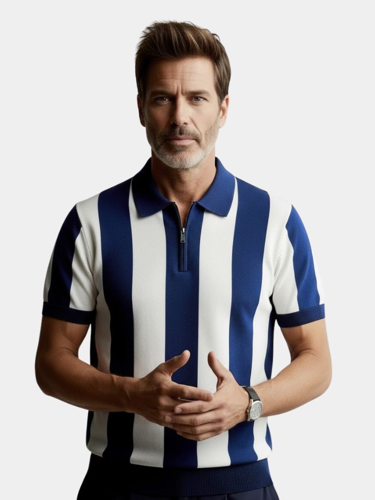 Navy Stripe Polo - CAAYWORLD CAAYWORLD