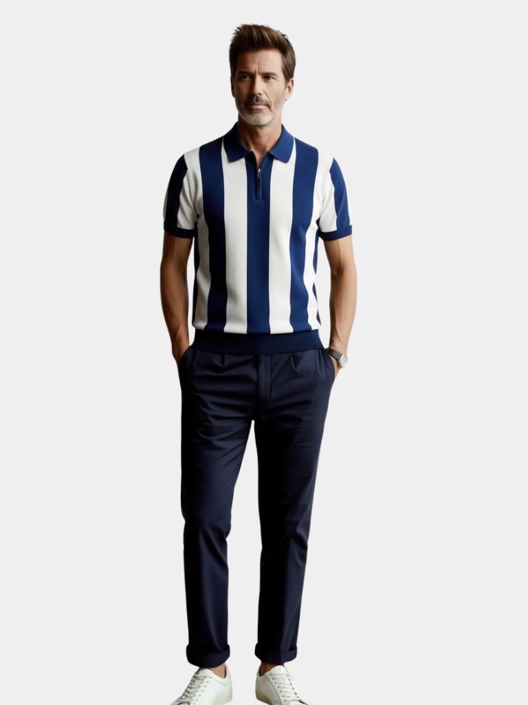 Navy Stripe Polo - CAAYWORLD CAAYWORLD