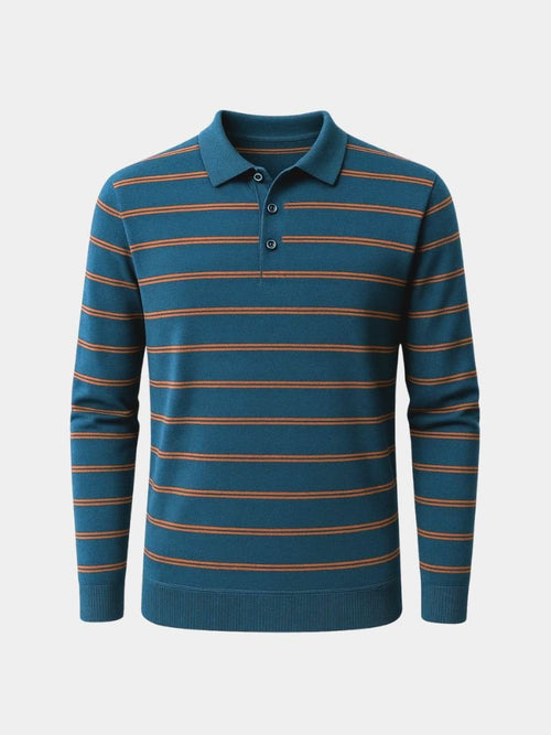Navy Sunset Striped Polo - CAAYWORLD CAAYWORLD