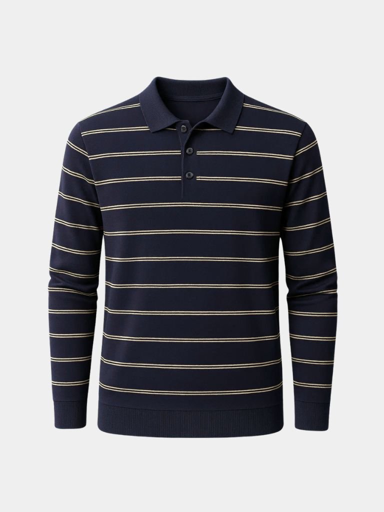 Navy Sunset Striped Polo - CAAYWORLD CAAYWORLD