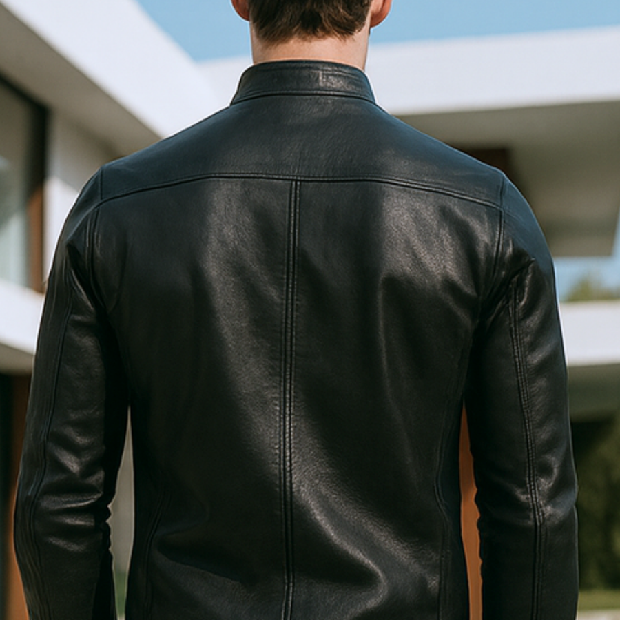 Neil - Standing Collar Leather Jacket CAAYWORLD MEN