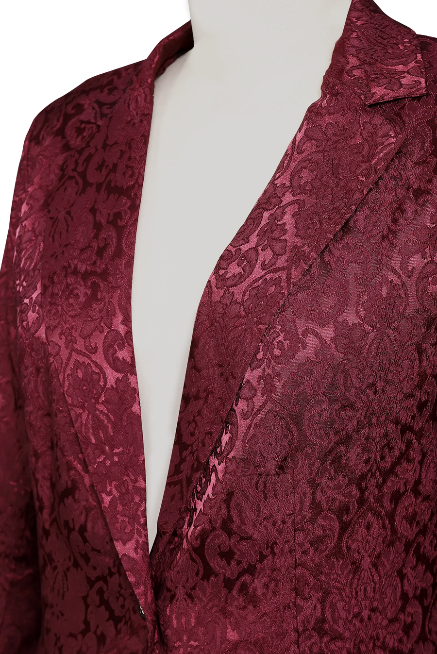 Noble Burgundy Jacquard Satin Tailored Fit - Blazer CAAYWORLD