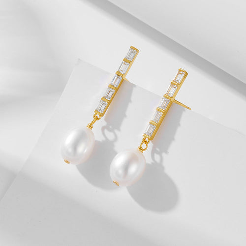 Elegant Pearls Sterling Silver Drop Earrings Carly Jewelry