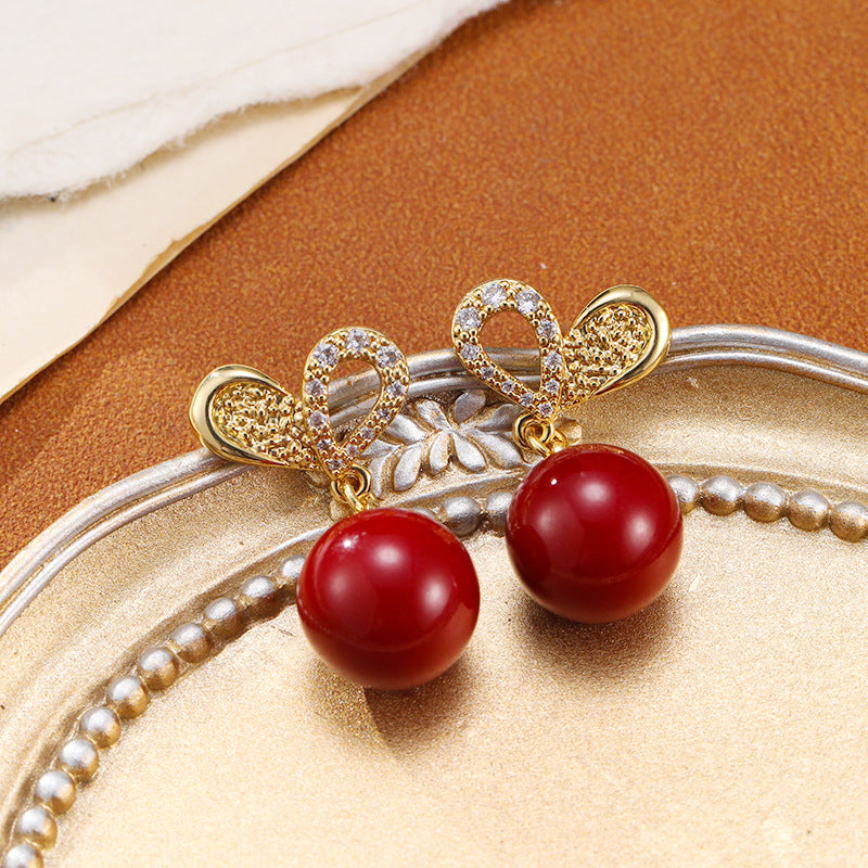Elegant Heart Design Pearl Drop Earrings Carly Jewelry