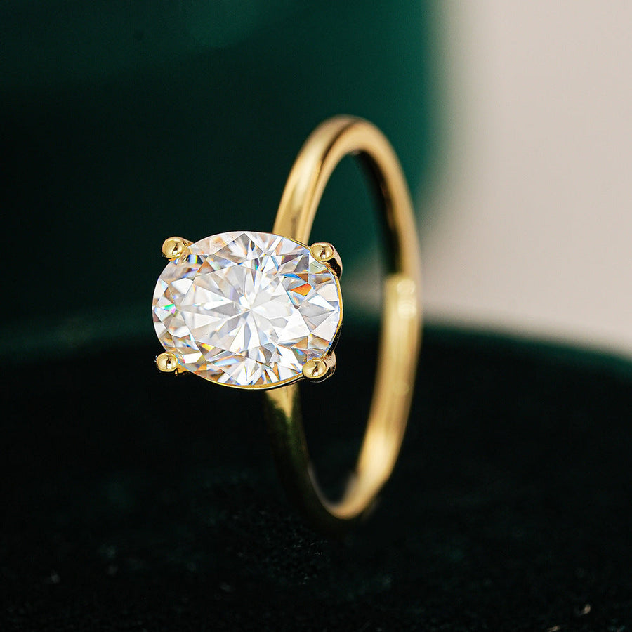 Timeless Oval Cut Sterling Silver Moissanite Engagement Ring Shine of Diamond