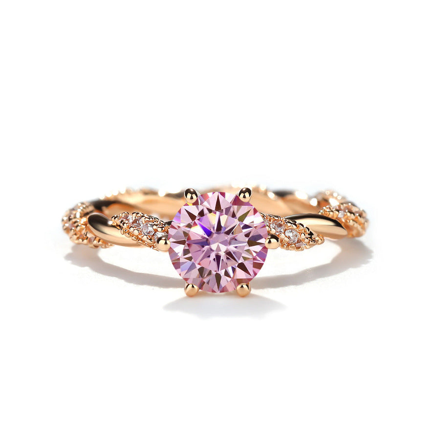 1 Carat Moissanite Twist Engagement Ring in Sterling Silver Shine of Diamond