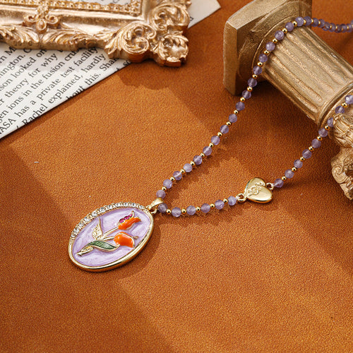 Tulip Cat's Eye Beaded Necklace For Women Carly Jewelry