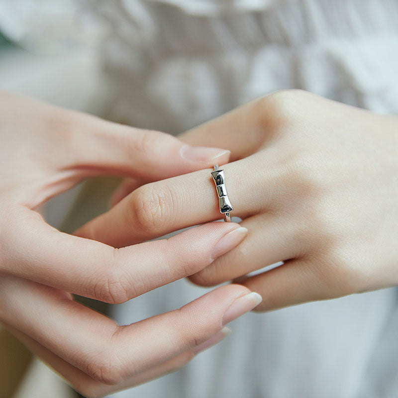 Bowknot Design Sterling Silver Adjustable Ring For Her Dazzleyesjewelry