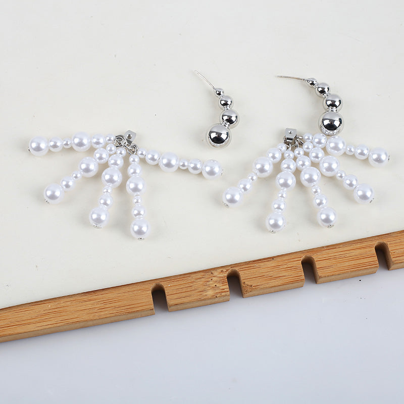Elegant Pearl Fringe Drop Earrings Dobrilajewelry