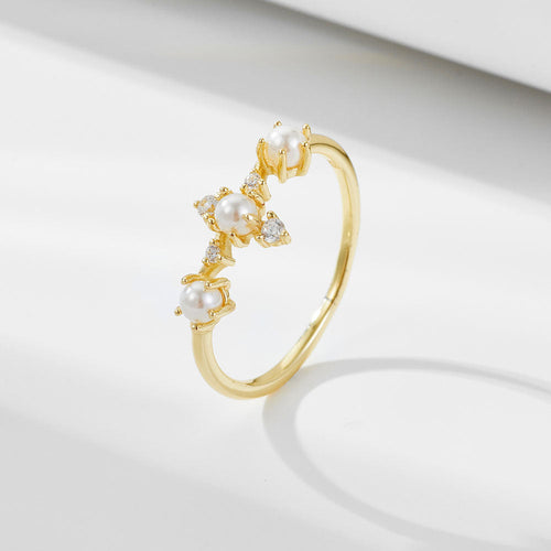 Crown Design Pearl Sterling Silver Ring Carly Jewelry
