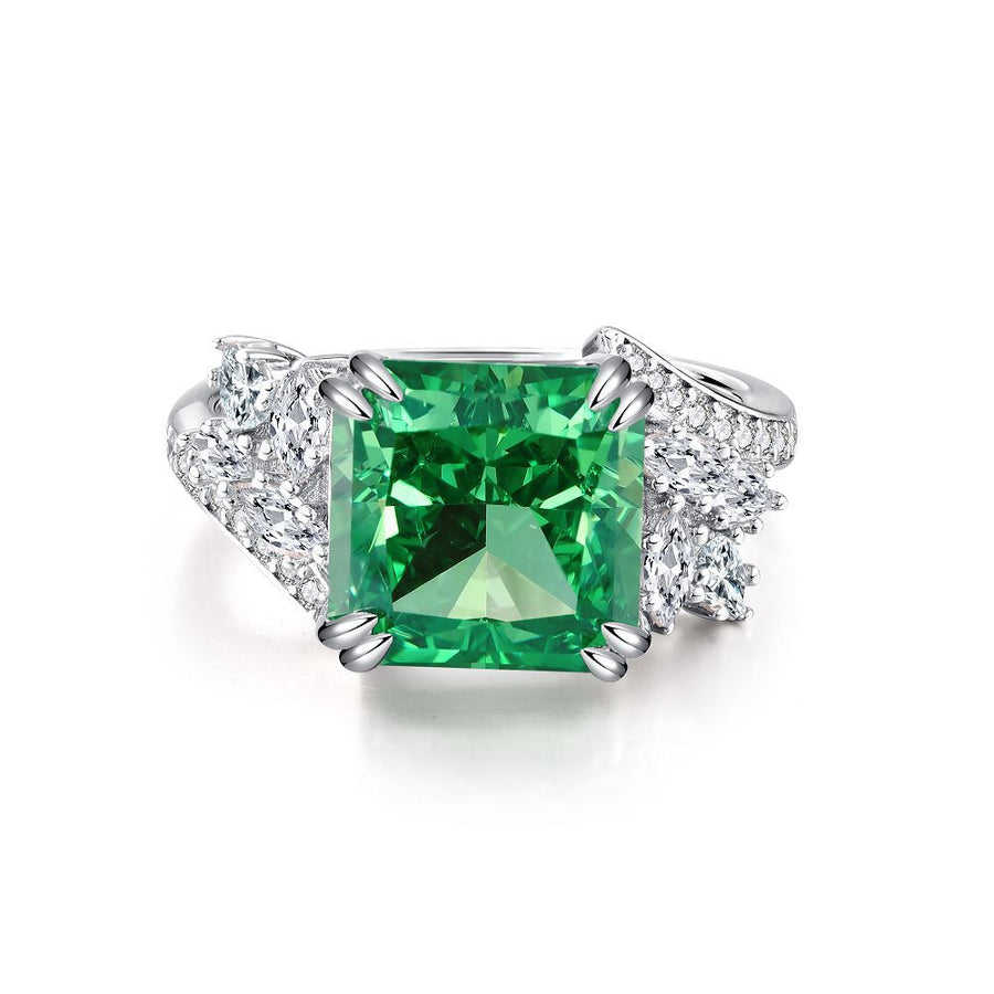 Green Collection Engagement Ring in Sterling Silver Shine of Diamond