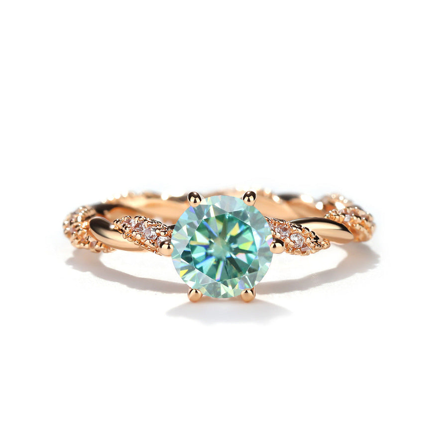 1 Carat Moissanite Twist Engagement Ring in Sterling Silver Shine of Diamond